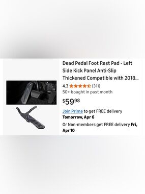Jeep 2018-2026 no-drill dead pedal, new in box